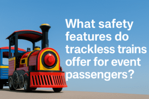 What safety features do trackless trains offer for event passengers?