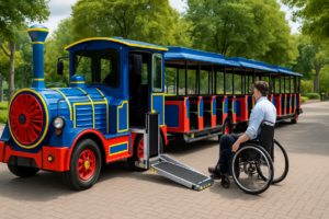 Can trackless trains provide wheelchair-accessible rides for guests with disabilities?